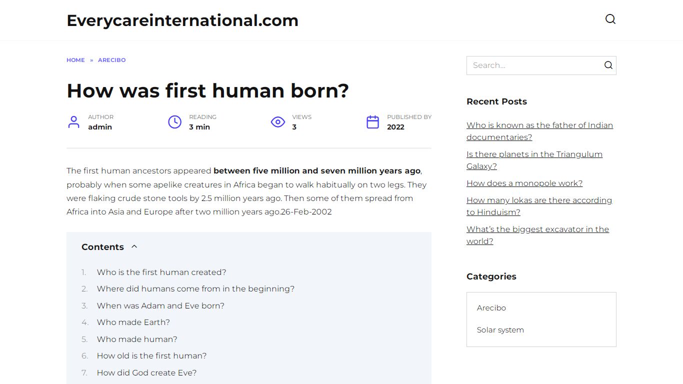 How was first human born? - Everycareinternational.com