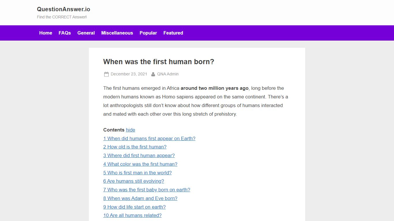 When Was The First Human Born? - QuestionAnswer.io